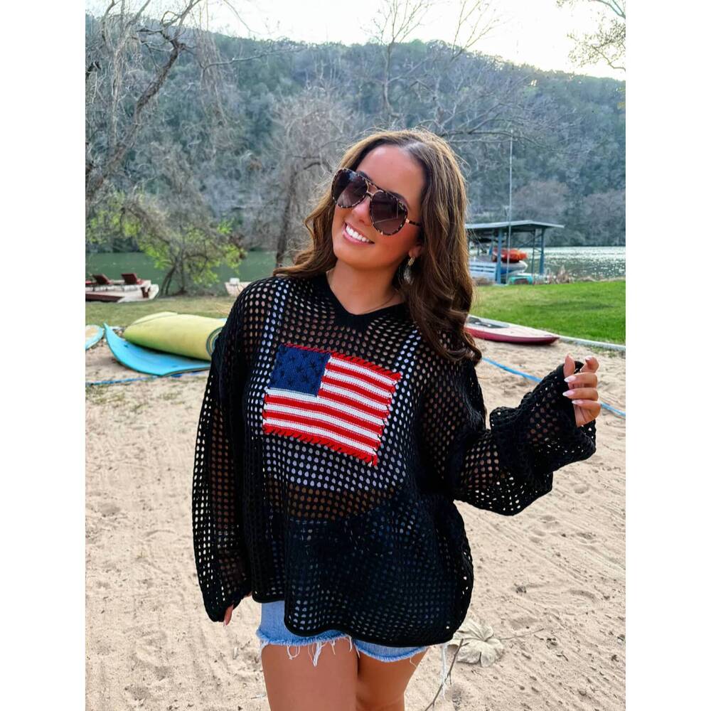 NEW BLAKELEY freedom flag patch pullover in black